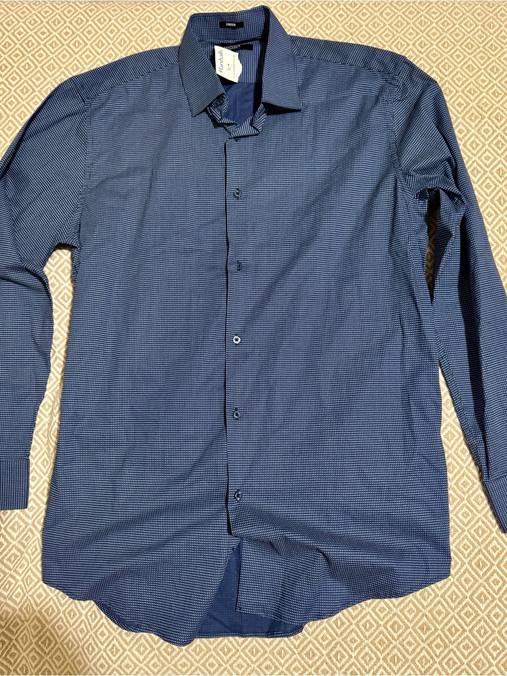 Jones New York Navy Micro-Check Dress Shirt